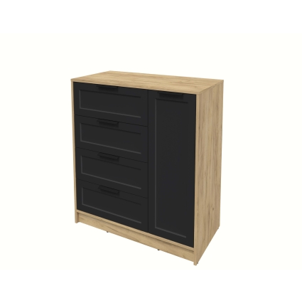 Тумба Тренд КТ-Т90 (Дуб золотой ЛДСП/ Черный ЛМДФ) Ш900 В1020 Г451